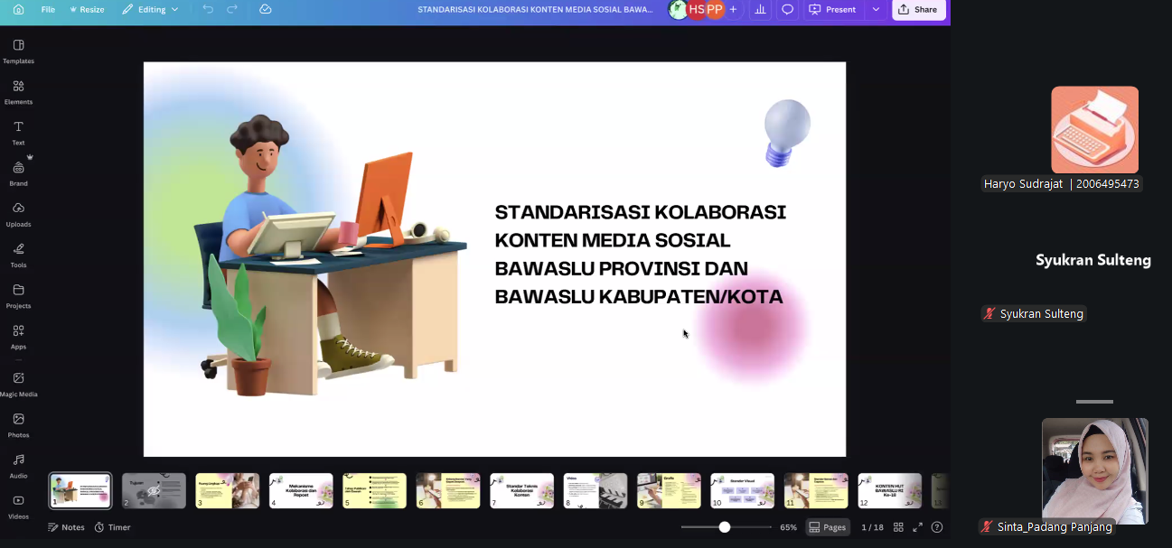 Humas Bawaslu Padang Panjang Ikuti Rakor Kolaborasi Konten Bersama Bawaslu RI