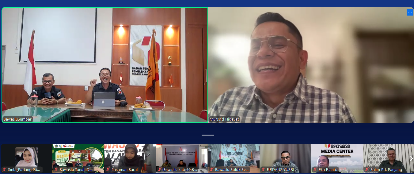 Jajaran pimpinan Bawaslu Kota Padang Panjang mengikuti program unggulan SEPAKAT (Senin Pengawas Berkomitmen dan Bermartabat) secara daring pada Senin (04/05/2026).