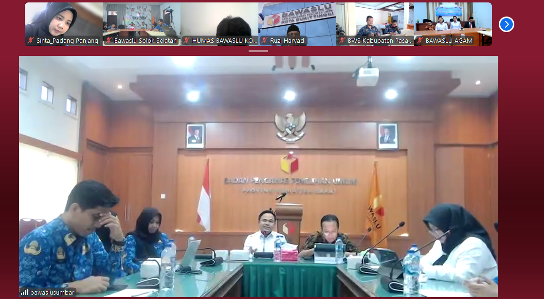 Bawaslu Kota Padang Panjang mengikuti rapat koordinasi kehumasan tingkat provinsi secara daring pada Rabu (20/05/2026)