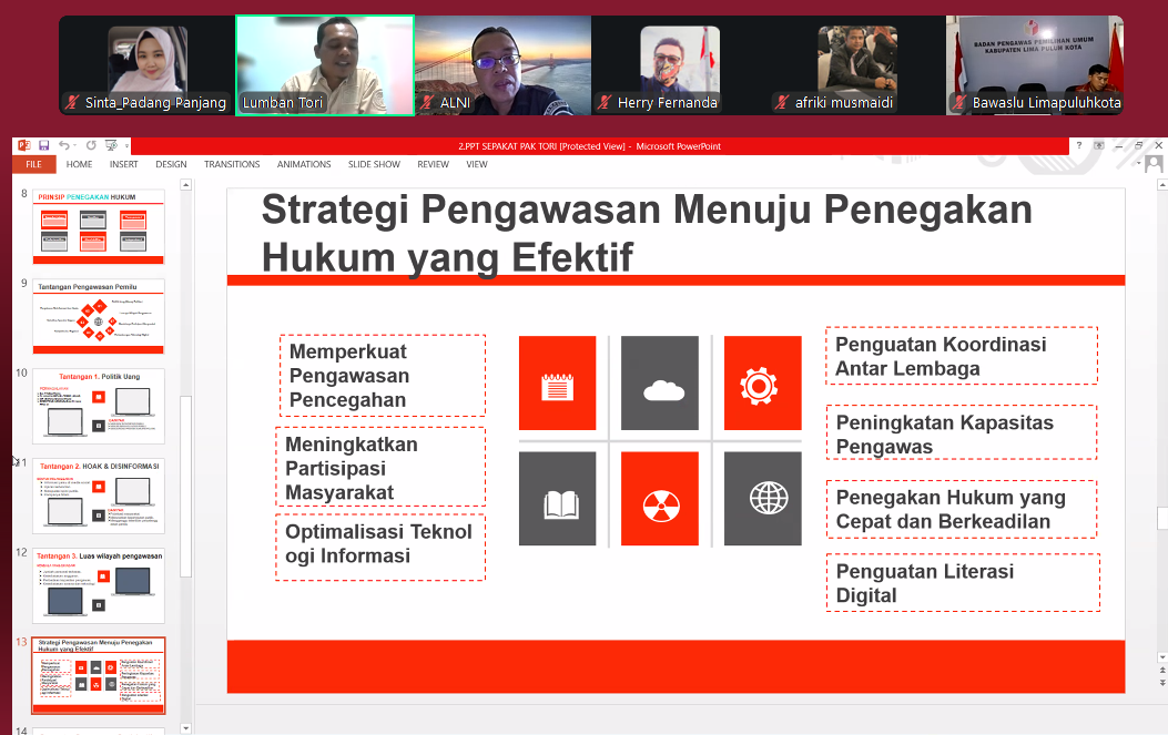 Program SEPAKAT dengan tema “Tantangan dan Strategi Pengawasan Menuju Penegakan Hukum Pemilu”.