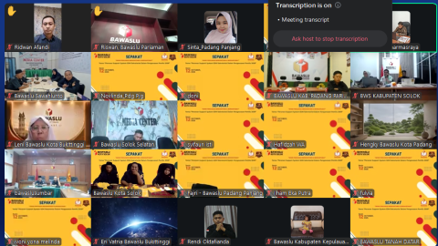 Bawaslu Kota Padang Panjang mengikuti kegiatan SEPAKAT (Senin Pengawas Berkomitmen dan Bermartabat) secara daring pada Senin (12/10/2026)